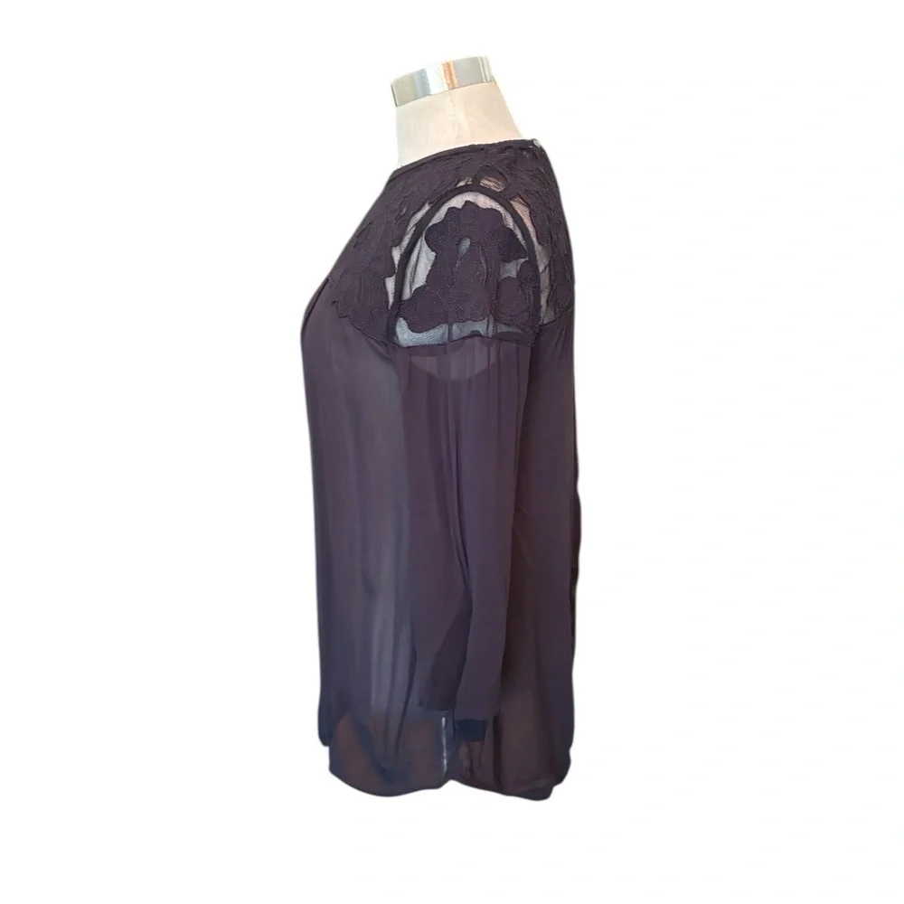 Anthropologie black sheer blouse